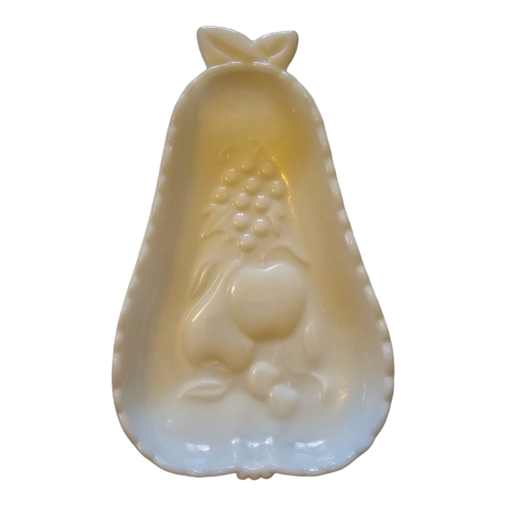 Vintage White Milk Glass Pear-Shaped Serveware